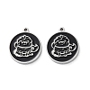 304 Stainless Steel Black Enamel Charms STAS-M102-17P-02-1