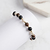 Natural Tiger Eye & Black Obsidian Beaded Bead Bracelets BJEW-L692-004G-5