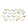 19Pcs 19 Styles Alloy & Resin Cuff Rings/Finger Rings Sets for Women FS-WGA4364-01-5