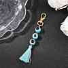 Resin Evil Eye Round Bead & Polyester Tassel Pendant Decorations HJEW-JM04164-01-1