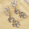 Vintage Stainless Steel Coral Dangle Stud Earrings BC7176-2-1
