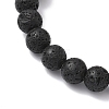 2Pcs 2 Styles Halloween Natural Wood & Lava Rock Round Beads Stretch Bracelets BJEW-JB12351-5