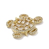 Rack Plating Brass Clear Cubic Zirconia Turtle Connector Charms KK-A234-054G-2