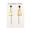 Enamel Triangle with Long Tassel Dangle Stud Earrings with 316 Stainless Steel Pins EJEW-F285-03G-3