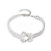 4mm Round Electroplated Non-magnetic Synthetic Hematite & Imitation Pearl Beaded Bracelets for Women BJEW-JB10663-1