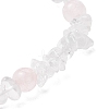 Natural Quartz Crystal & Rose Quartz Beaded Stretch Bracelets for Women BJEW-JB12305-02-4
