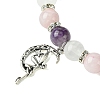 8mm Natural Rose Quartz & Quartz Crystal & Amethyst Round Beaded Stretch Bracelets BJEW-JB10738-02-3