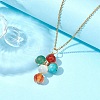 Natural & Synthetic Mixed Gemstone Cross Pendant Necklace with Copper Chains NJEW-JN04446-01-2