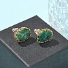 304 Stainless Steel Turquoise Oval Stud Earrings for Women EJEW-R010-01G-03-2