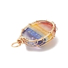 Chakra Natural Mixed Gemstone Copper Wire Wrapped Pendants PALLOY-JF02045-01-3