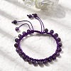 Adjustable Natural Amethyst Beads Braided Bead Bracelets for Men Women BJEW-L713-B06-2