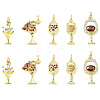 10Pcs 5 Styles Brass Micro Pave Cubic Zirconia Pendants KK-CJ0004-43-9
