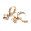 Light Gold Brass Micro Pave Cubic Zirconia Dangle Hoop Earrings EJEW-C073-08D-KCG-2