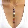 Round Dyed Agate Chakra Pendant Y Necklaces for Women WG9C879-01-1