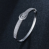 Brass Micro Pave Clear Cubic Zirconia Hinged Bangles for Women FS-WG52500-01-1