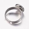 Adjustable 201 Stainless Steel Finger Rings Components STAS-I097-038P-3