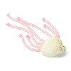 Natural Clam Shell & Glass Pearl & Glass Seed Beaded Big Pendants PALLOY-MZ00298-03-4