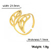 Hollow Out Leaf 201 Stainless Steel Adjustable Cuff Rings FS-WG4978C-02-3