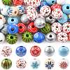 60Pcs 10 Styles Christmas Spray Painted Schima Wood Beads WOOD-FS0002-45-1