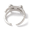 Bowknot Brass Micro Pave Clear Cubic Zirconia Open Cuff Rings for Women LS-RJEW-C098-02P-3