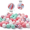 50Pcs 5 Styles Round Silicone Beads SIL-YW0001-22-3