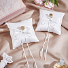 Square Polyester with Plastic Pearl Flower Wedding Finger Ring Display Pillow RDIS-WH0016-24B-4