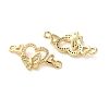 Rack Plating Brass Cubic Zirconia Double Heart Connector Charms KK-C084-32D-G-2