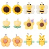12Pcs 6 Styles Opaque Resin Pendants RESI-TA0002-04-1