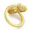 Heart & Virgin Mary Rack Plating Brass Micro Pave Cubic Zirconia Cuff Rings for Women RJEW-F162-11G-3