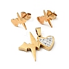 Heartbeat Stud Earrings with 316 Stainless Steel Pins and Crystal Rhinestone Pendant SJEW-F218-01G-1