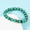 Natural Malachite Beaded Stretch Bracelets BJEW-A045-01B-2