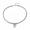 Alloy Fairy Pendant Necklace with Imitation Leather Cord for Women NJEW-JN03862-6