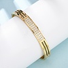 304 Stainless Steel Micro Pave Clear Cubic Zirconia Bangles for Women BJEW-B161-01G-1