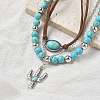 3Pcs 3 Styles Retro Synthetic Turquoise & CCB Plastic Beaded Necklace Set NJEW-B120-01A-2