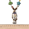 Ceramic Fish Pendant Adjustable Waxed Cord Necklaces for Women LS-NJEW-B146-05-5