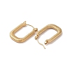 Texture Rectangle 201 Stainless Steel Half Hoop Earrings for Women EJEW-G385-40G-2