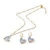 304 Stainless Steel Enamel Stud Earrings & Pendant Necklaces Jewelry Sets SJEW-JS01196-02-1