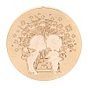 Boy & Girl Golden Tone Round Wax Seal Brass Stamp Heads AJEW-S087-01G-04-2