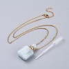 Natural Aquamarine Perfume Bottle Pendant Necklaces NJEW-F266-01B-2