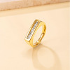 304 Stainless Steel & Crystal Rhinestone Finger Rings WG81AE1-03-1