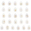 26Pcs 26 Styles Natural Shell Teardrop Charms with Golden Tone Metal Letter Slices SHEL-SC0001-93-1