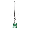 Frog Glass Seed Beads Charms Mobile Straps HJEW-MZ00122-1