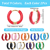 9 Pairs 9 Colors Two Tone 304 Stainless Steel Chunky Huggie Hoop Earrings EJEW-SC0001-90-2