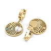 Left and Right Flat Round with Heart 304 Stainless Steel Dangle Earrings EJEW-L283-073G-2