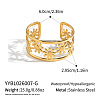 304 Stainless Steel Vintage Daisy Flower Hollow Open Cuff Bangles for Women HL3157-1-2