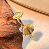 Shell Shape 304 Stainless Steel Cuff Bangles for Women LS-BJEW-S171-01B-G-1