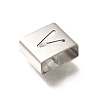 Letter Style 304 Stainless Steel Square Slide Charms STAS-L132-14V-2