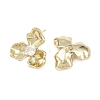 Flower Brass Micro Pave Clear Cubic Zirconia Stud Earring Findings KK-F921-03G-2