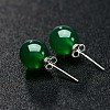 Round Imitation Jade Beads Stud Earrirngs for Girl Women EJEW-BB46205-A-3