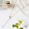 Alloy Cable Chain Moon & Star Lariat Necklaces for Women WG67D60-01-3